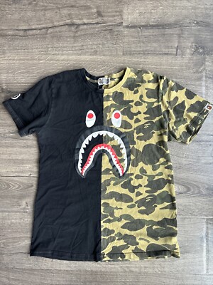 Bape Shark Head Split CamoT Shirt Men's Medium A Bathing Ape