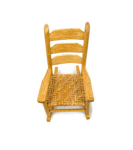Vintage Miracle's Mountain Crafts USA Hand Carved/Caned Mini Wood Rocking Chair - Picture 13 of 19