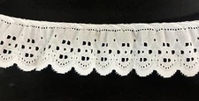 2" Ruffled Gathered Embroidery Eyelet Trimming - 8 Yards!