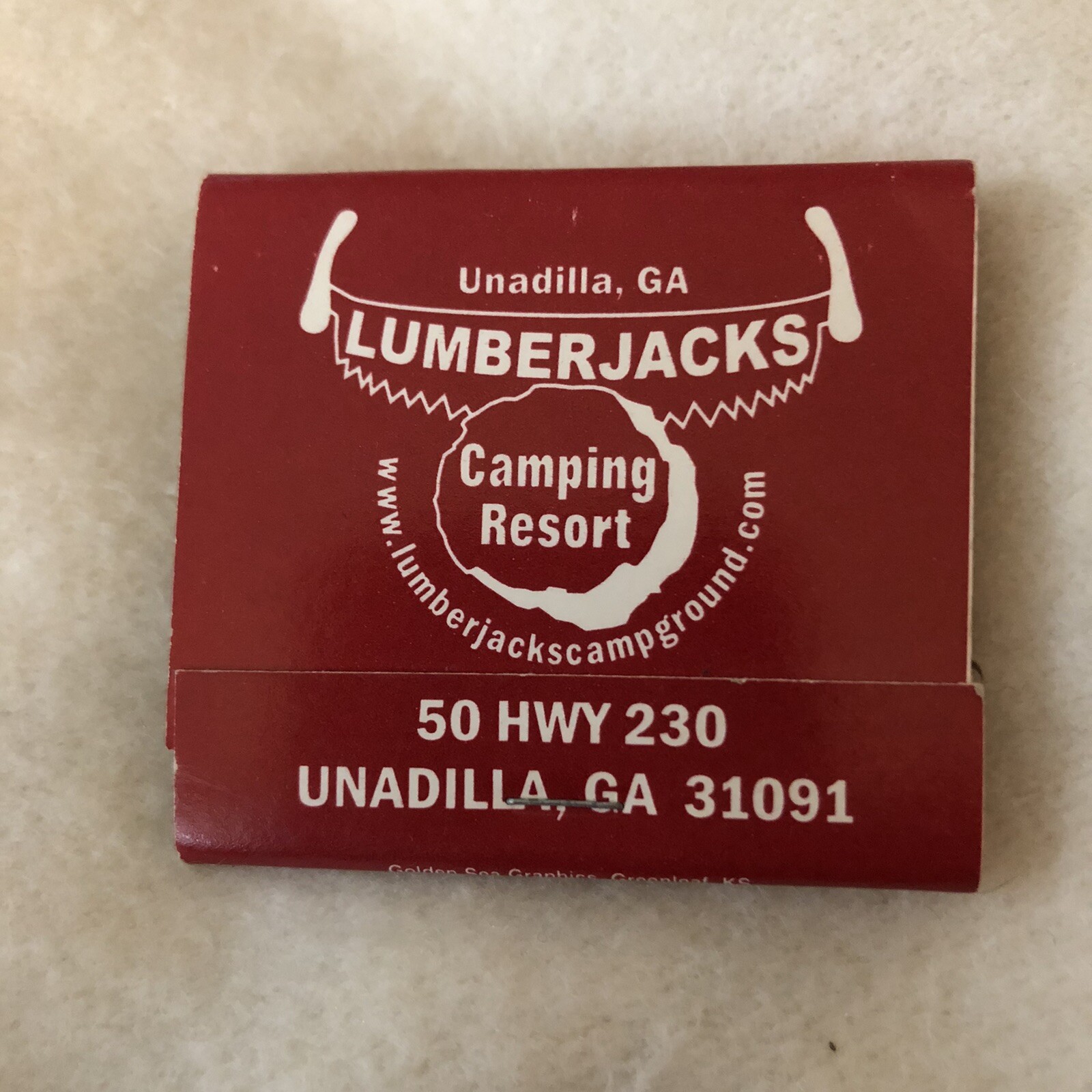 Lumberjacks Camping Resort Matchbook Unadilla Vintage
