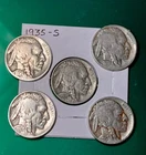 1935 S  1936 P D  1937 P D  Buffalo Nickel Indian Head  Lot Of 5   Rarer S Mint