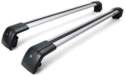 BLACK ROOF RACK CROSS BARS FLUSH RAILS LOCKABLE COMPATIBLE