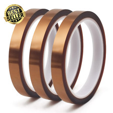 Polyimide High Temp Tape 10mm x 33m, Heat Transfer, Soldering, 2.36 Mil, 3 Rolls