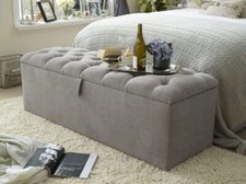 Ottoman Storage Box Footstool Pouffe Bench Seat in Crushed velvet in 5 Sizes