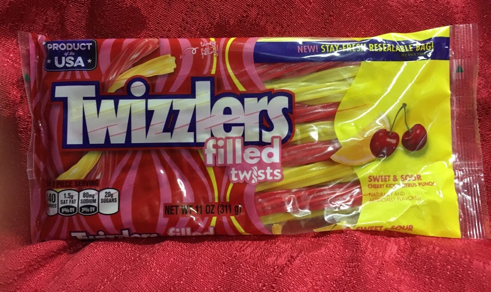 Twizzlers Sweet & Sour Filled Twists Cherry Kick and Citrus Punch - 11oz