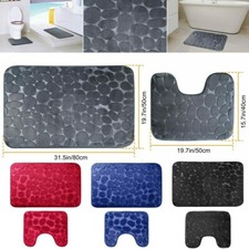 2 Piece Memory Foam Bathroom Mat Set Pebbles Soft Bath Rug Bathroom Toilet Rugs