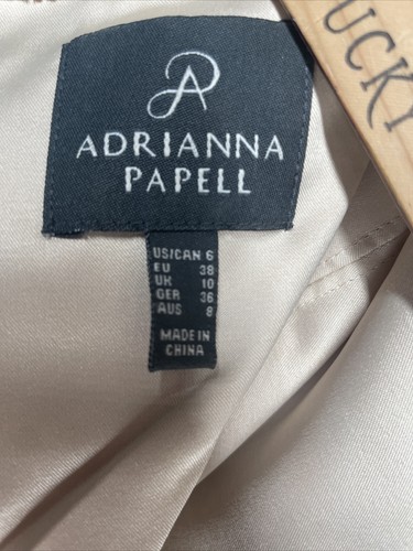 Adrianna Papell lace strapless mini cocktail dress champagne gold women’s Sz 6 - Picture 15 of 16