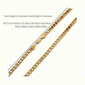 Authentic Golden Chain Necklace, 24 or 26 Inches Long .315in wide 14K Gold Plated