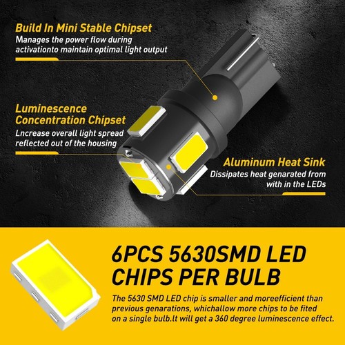 AUXITO 2X 194 T10 LED Car Interior Kit Light Side Marker Map Dome Lights Bulbs N - Picture 6 of 10