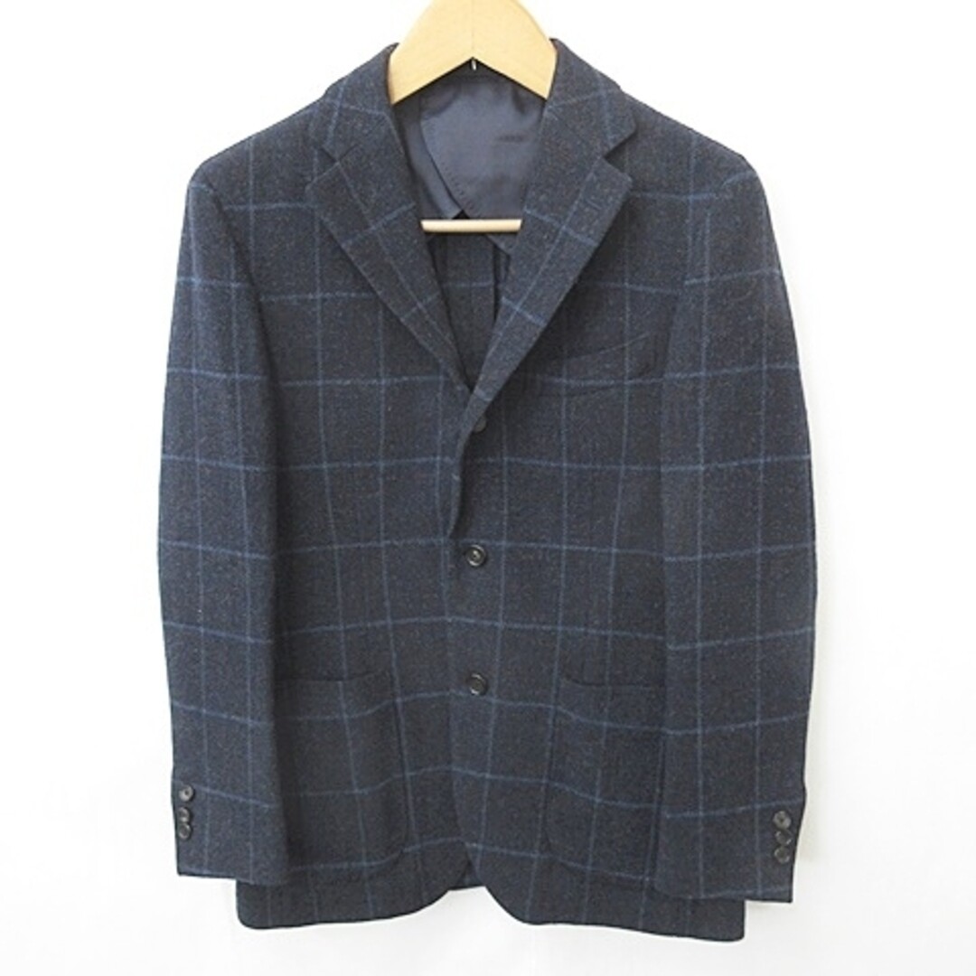 Edifice Jacket Tailored Single Check Wool Navy Blue 46 Used Edifice Jacket Tailored Single Check Wool Navy Blue 46 Used