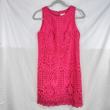 Eliza J Womens Pink EyeletLace Sleeveless Shift Dress Size 4 Wedding Party Event