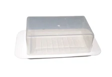 Standard Butter Dish White Base Smoked Clear Top Best For West Coast Bars White