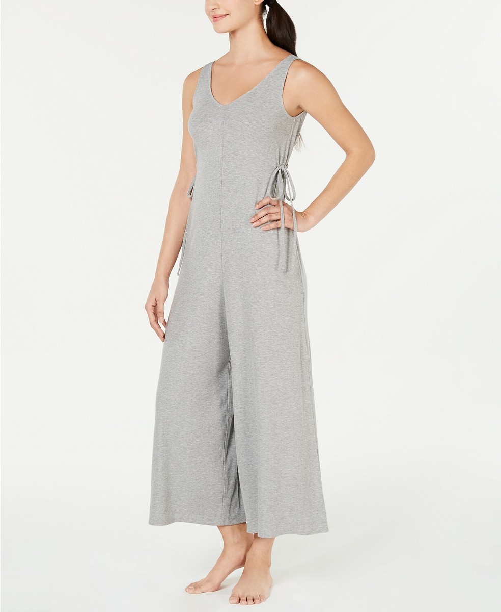 Alfani Sleepwear Tie-Side Ribbed Jumpsuit Pajamas 2XL, Heather Gray  #6748