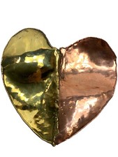 Two Toned Heart Belt Buckle, Brass  Copper, Gold Toned, 4  x 4  , Vintage