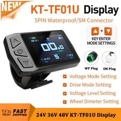 E-bike KT-TF01U Display w/USB interface 24V 36V 48V for KT Controller SM/WP Plug