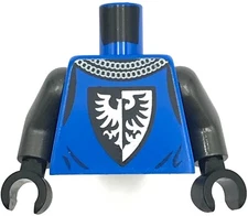 Lego New Blue Minifigure Torso Castle Black Falcon Shield Castle Knight