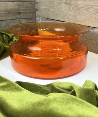 Vintage MCM PeeDee Orange Glass Bowl 9 5/8  Centerpiece EUC w Tag  
