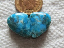 2 Kingman Pyrite Turquoise Cabochons 21 carats Arizona Cabs Matching Set Block