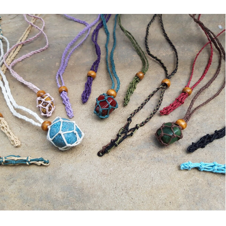 Лот из 100 сменных мешочков с подвеской в виде богемной конопли племенных драгоценных камней макраме - Изображение 3 из 4