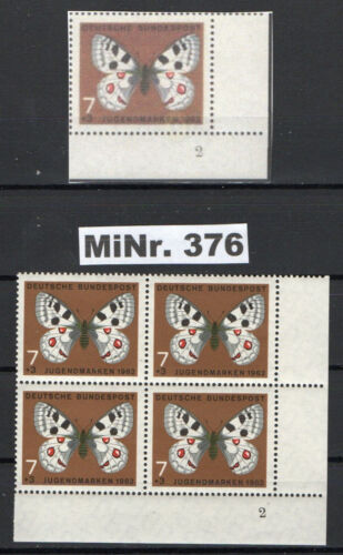 BRD  MiNr. 376, Schmetterlinge, Formnummer 2 mit 8 Zahnungslöcher - Bild 1 von 1