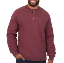 Coleman Lined Henley Shirt Bonded Waffle Sherpa 1/4 Snap Port Heather Sz Medium