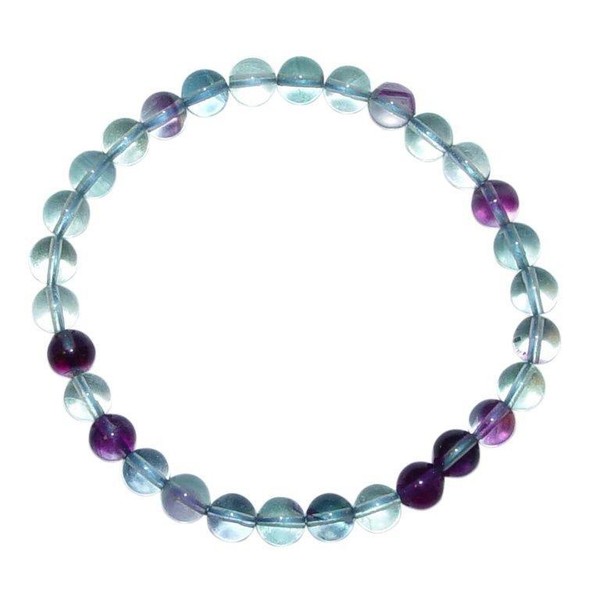 Fluorit Armband 6Mm Ø Kugel Edelsteinarmband GrüNer Und Lila Farbener Fluorit-image