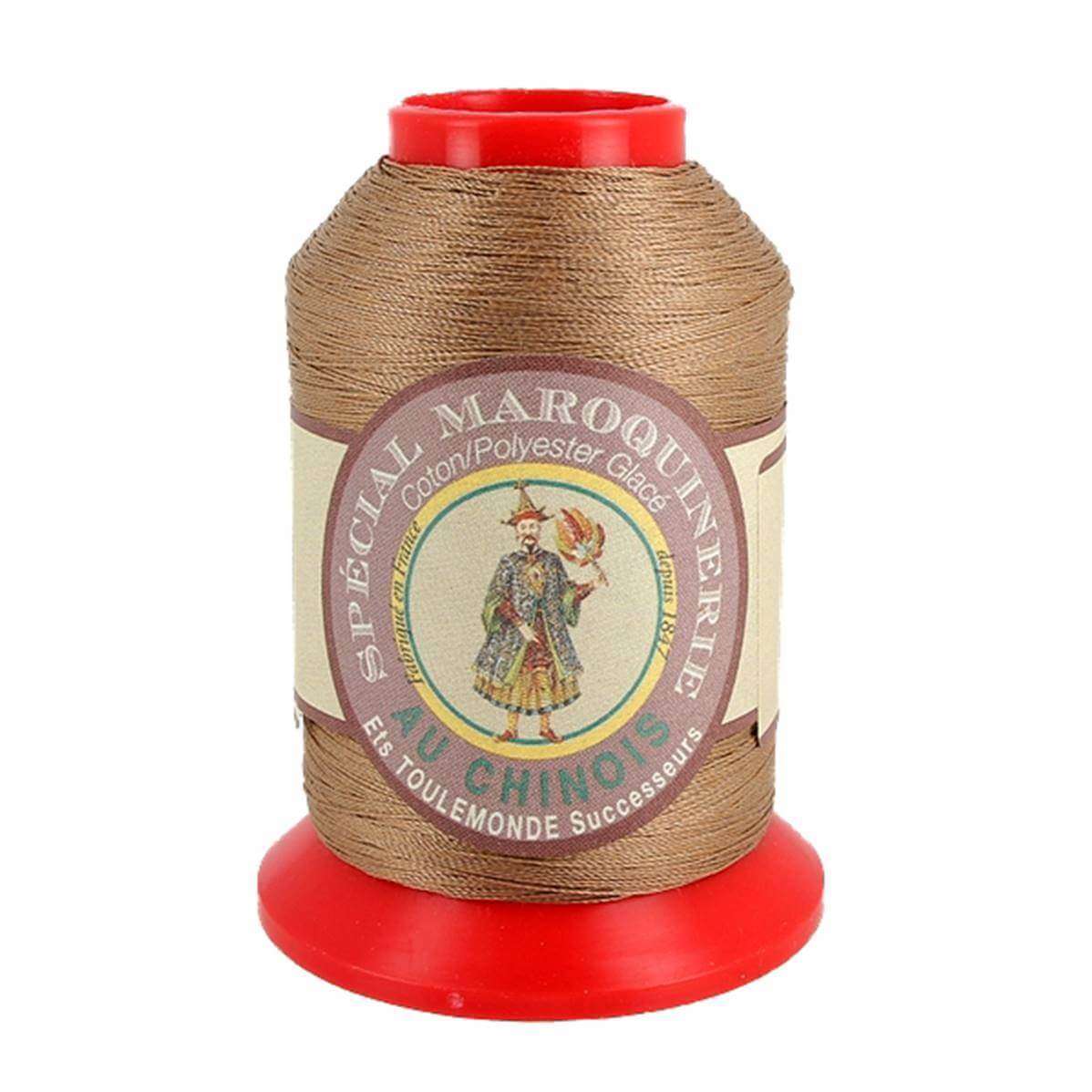 Fil polyester coton maroquinerie beige 28/3 0,45mm pour couture cuir main et machine