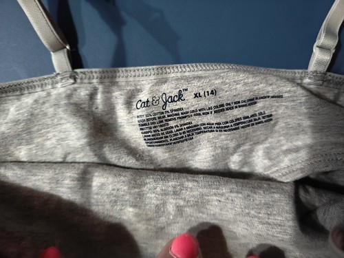 P4- Cat & Jack - Girl's Cropped Bra - Size XL 14 - Gray - Picture 2 of 2