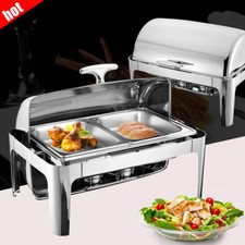 9L Stainless Steel Chafing Dish Large Capacity Food Warmer Container with Lid UK