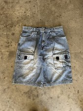 Vintage Mens South Pole Blue Jean Baggy Y2K Denim Shorts Jorts- 36 pockets