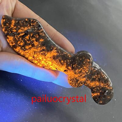 1pc Natural Yooperite Flame's Stone Dagger Quartz Crystal Skull Healing Gem 4.7''