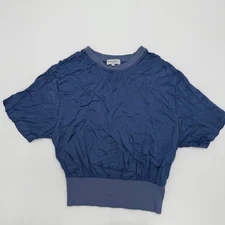 Michael Stars Midnight Adair Top Womens Medium Navy Short Sleeve Ribbed Hem