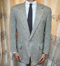 1970s vintage pure wool handwoven tweed beige hunting jacket blazer 40S 40R