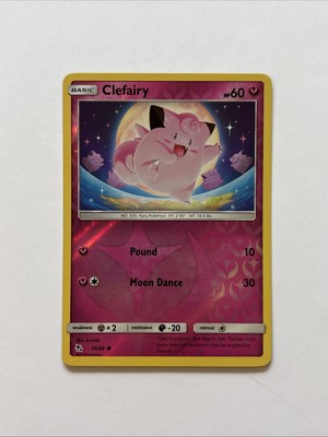 Clefairy Rev Reverse Holo SM Hidden Fates Pokemon NM 39/68 Sun