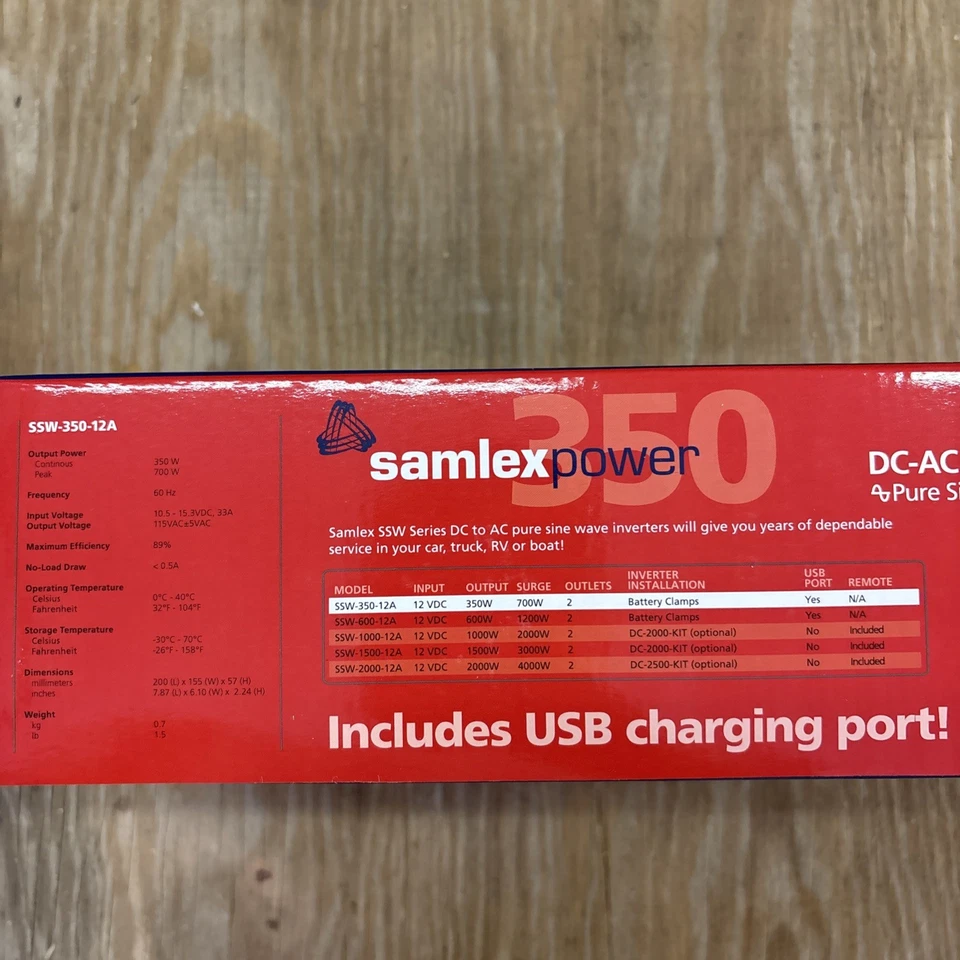 Inversor de potencia de onda sinusoidal modificado Samlex Power SSW-350-12A nuevo Foto 3 de 4