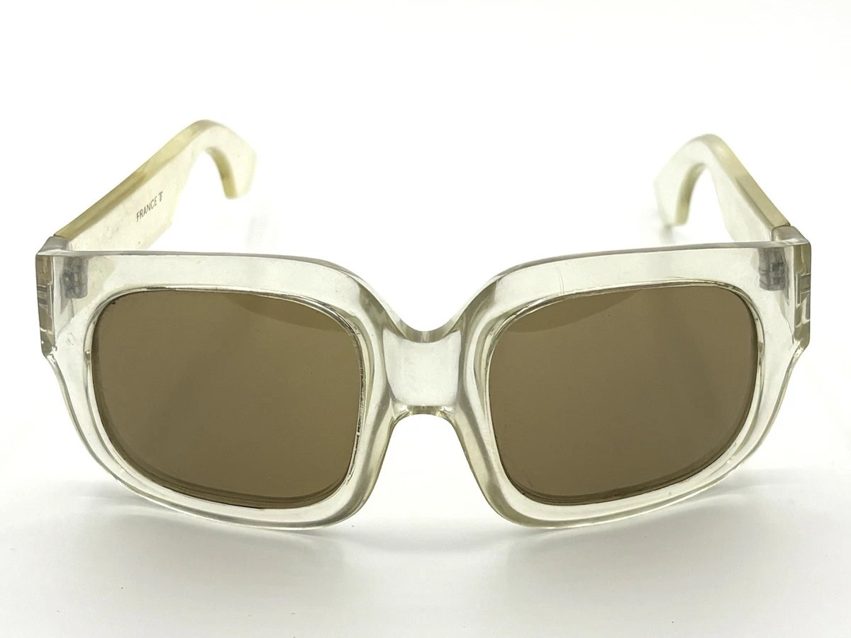 Vintage Clear Oversized French Sunglasses, Model Plaza 9/001, Hand Carved 953348F3-1C4B-4707-8E8C-  main image 3