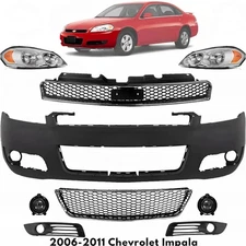 Front Bumper Cover & Headlight Assembly Kit For 2006-2011 Chevrolet Impala