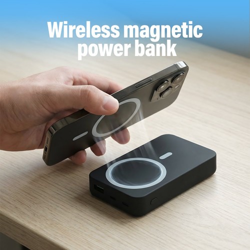 Magnetische Power Bank Handyakkus 10000mAh Tragbares Ladegerät Schnellladen - Bild 2 von 13