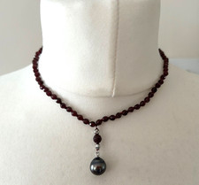 BNWOT FRESHWATER PEARL DROP NECKLACE + FACETED BEADS * 925 CLASP *  L 16 "