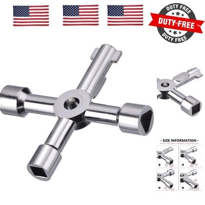 4 Way Sillcock Water Key, 15/64'', 5/16'', 15/32'', 35/64'' Multifunction Utility...
