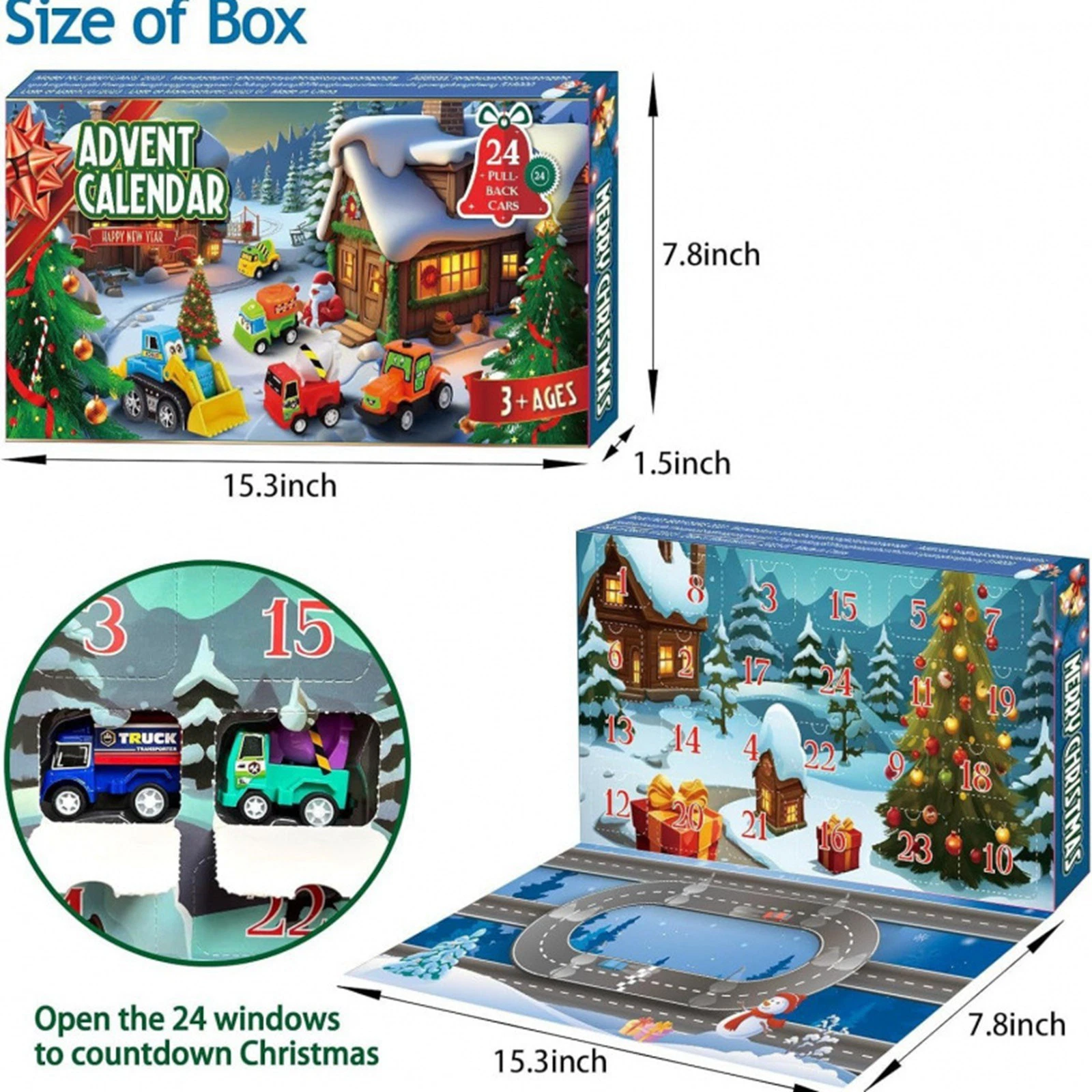 Christmas Countdown Cartoon Vehicles Advent Calendar – 24 Days 3D Blind Boxes