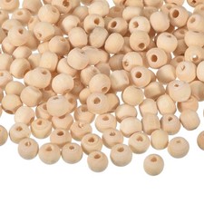 200Pcs 6mm Natural Wood Spacer Bead 2mm Hole Unfinished Round Wooden Beads 