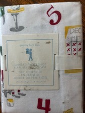 Pottery Barn Kids Santa s Workshop Flannel Pillowcase Standard New