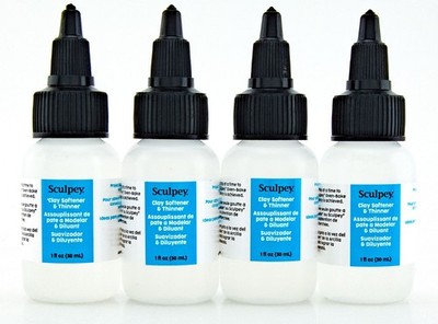 Sculpey Polymer Clay Diluent Softener & Thinner Lot of 4 Bottles