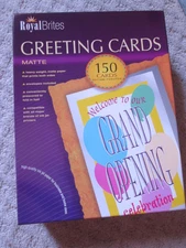 60 (Partial Box) ROYAL BRITE Blank GREETING Cards 8x11 Matte Finish + Envelopes