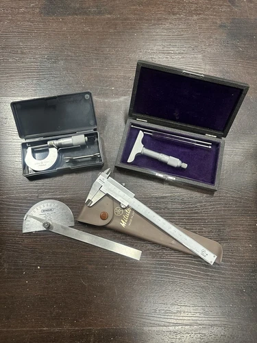 Mitutoyo caliper micrometer & Craftsman depth & angle gauges 4 METRIC tools