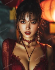 8x10 Photo Art Print - Pretty Asian Woman Portrait Beautiful Girl / Signed Art