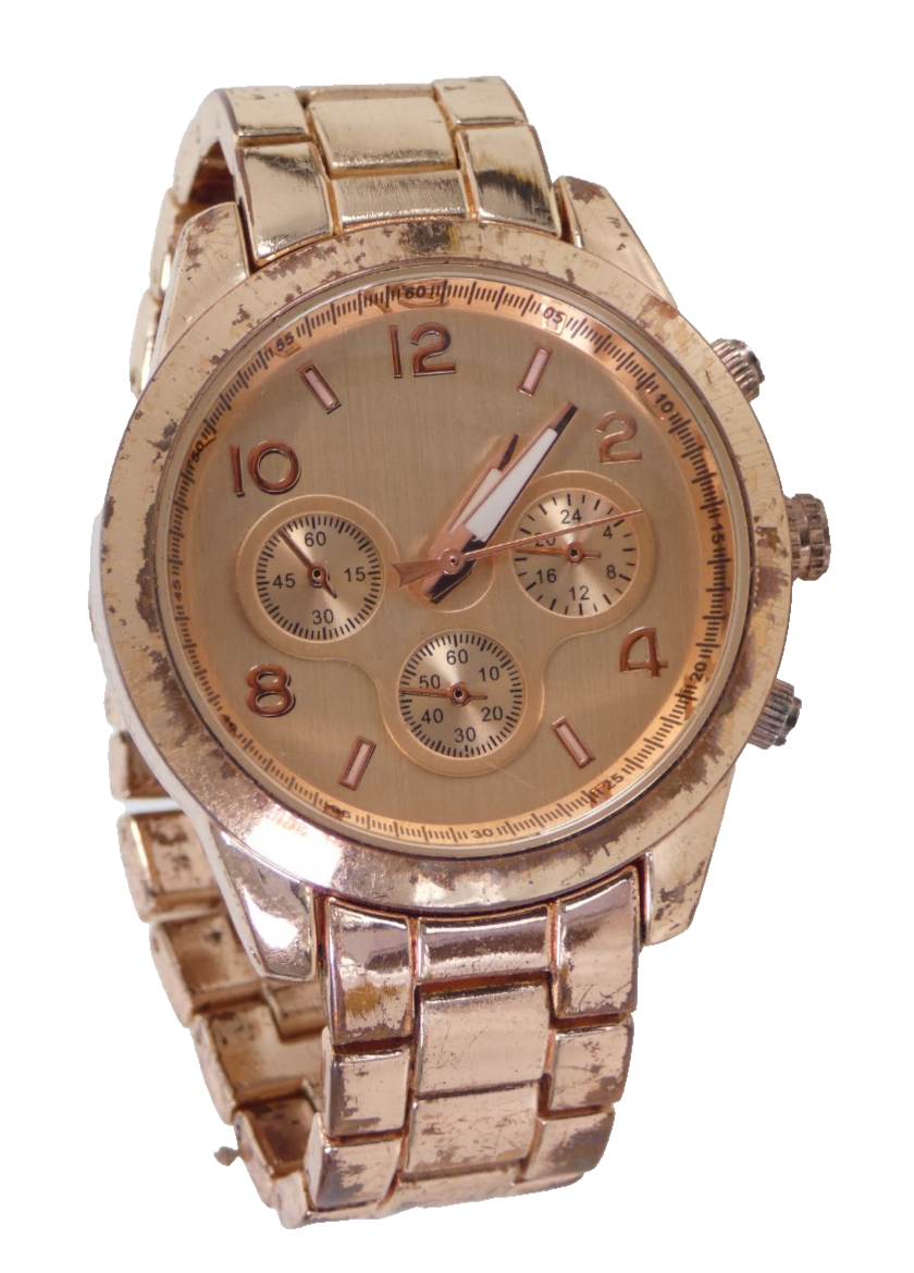 Womens Chronograph Watch Rose Gold Pink Dial Bracelet Style Watch