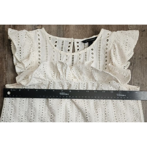 Blusa Banana Republic occhielli donna XXS bianca con volant manica svasata top cotone - Foto 2 di 6