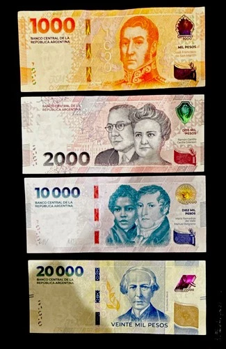 Argentina Peso Banknotes Lot of 4: 1000 2000 10000 20000 Pesos